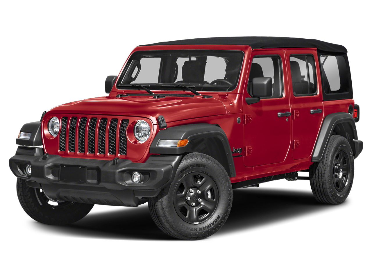 2026 Jeep Wrangler WRANGLER 4-DOOR WILLYS in Firecracker Red Clear-Coat Exterior Paint — front three-quarter view