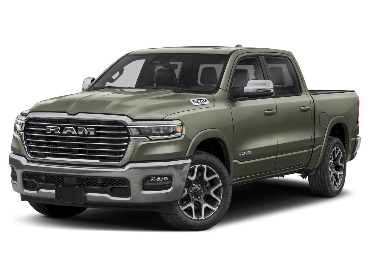 2026 RAM Ram 1500 RAM 1500 LARAMIE CREW CAB 4X4 5'7' BOX in Canyon Lake Exterior Paint — front three-quarter view